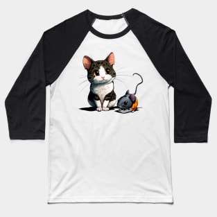 Cats and Mice on the Phone: A Tech-Savvy Feline and Rodent Duo Baseball T-Shirt